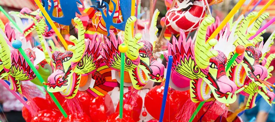 Brightly coloured chinese lanterns
